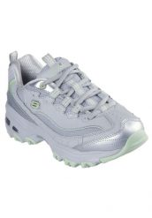 Buty sportowe damskie Skechers D'lites chromatic. Szare buty sportowe na co dzień damskie Skechers, bez wzorów, ze skóry. Za 348.00 zł.