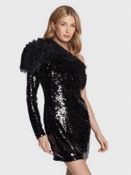 Pinko Sukienka koktajlowa Gorgona 100517 A0M4 Czarny Slim Fit. Czarne sukienki damskie Pinko, m, bez wzorów, z syntetyku, wizytowe, bez kołnierzyka, bez ramiączek. Za 2,019.00 zł.
