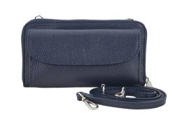 Listonoszka portfel 2w1 BARBERINI'S granatowa 909-4. Niebieskie shopper bag damskie Barberinis, bez wzorów, ze skóry, przez ramię, duże, bez dodatków. Za 159.99 zł.