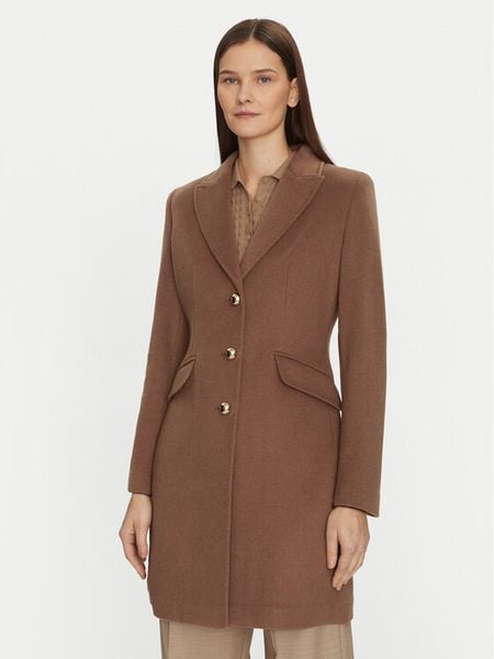 Motivi Płaszcz wełniany 0039Q200539N Brązowy Slim Fit. Brązowe płaszcze damskie Motivi, na zimę, bez wzorów, z wełny. Za 799.99 zł.