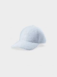 4F Czapka z daszkiem sherpa strapback damska - biała M. Białe czapki z daszkiem damskie 4f, bez wzorów, z dzianiny. W wyprzedaży za 39.99 zł.