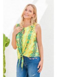 Bleu d'Azur Top "Mcqueen" w kolorze zielonym rozmiar: 38. Zielone topy damskie Bleu d'Azur, w ażurowe wzory, bez kołnierzyka. Za 85.95 zł.
