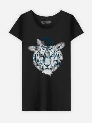 WOOOP Koszulka "Frozen Tiger" w kolorze czarnym rozmiar: L. Czarne bluzki damskie Wooop, l, bez wzorów, z bawełny, bez kołnierzyka, bez ramiączek. Za 65.85 zł.