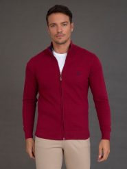 SIR RAYMOND TAILOR Kardigan "Pekin" w kolorze bordowym rozmiar: S. Czerwone kardigany męskie Sir Raymond Tailor, s, bez wzorów, z bawełny, bez kołnierzyka. Za 210.95 zł.