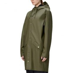 Kurtka RAINS LONG JACKET W3 Zielony. Zielone kurtki damskie Rains, bez wzorów, z syntetyku, bez kaptura. Za 446.59 zł.