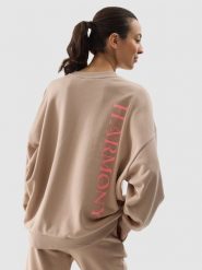 4F Bluza dresowa oversize nierozpinana bez kaptura damska - beżowa L. Brązowe bluzy bez kaptura damskie 4f, l, z bawełny. W wyprzedaży za 79.99 zł.