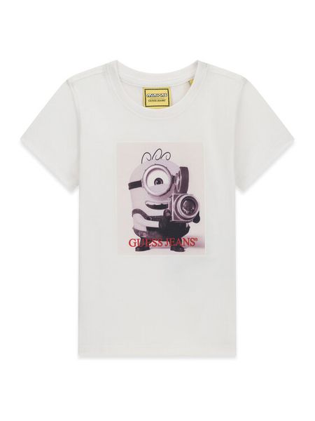 Guess Jeans T-Shirt N6YI27 K6651 Biały Regular Fit. Białe t-shirty chłopięce Guess Jeans, z aplikacjami, z bawełny, bez ramiączek. Za 114.99 zł.