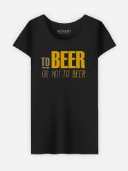 WOOOP Koszulka "To Beer Or Not To Beer" w kolorze czarnym rozmiar: L. Czarne bluzki damskie Wooop, l, bez wzorów, z bawełny, bez kołnierzyka, bez ramiączek. Za 56.99 zł.