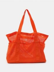 Duża siateczkowa torba tote - pomarańczowy. Brązowe torebki klasyczne damskie Sinsay, bez wzorów, duże, bez dodatków. Za 39.99 zł.