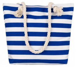 Plażowa torba damska FB01-STRAPS niebiesko-biała. Białe torebki klasyczne damskie inny, bez wzorów, bez dodatków. Za 30.00 zł.