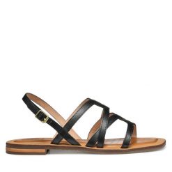 Sandały Geox. Czarne sandały damskie Geox, bez wzorów, bez obcasa, na płaskiej podeszwie. Za 239.99 zł.