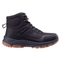 Buty Hi-Tec Arktur Mid 92800622368 czarne. Czarne buty trekkingowe męskie z gumy, bez zapięcia, trekkingowe. Za 357.98 zł.