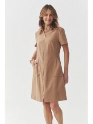 TATUUM Sukienka "Mantoki" w kolorze jasnobrązowym rozmiar: 38. Brązowe sukienki damskie Tatuum, bez wzorów, bez kołnierzyka, bez ramiączek, midi. Za 227.31 zł.