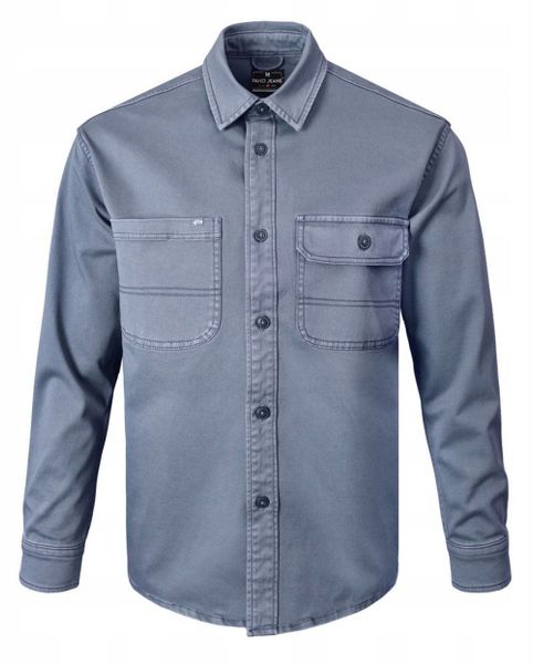 Lekka Kurtka o Kroju Koszuli Wierzchniej - Pako Jeans - Stalowa Niebieska. Niebieskie kurtki męskie Pako Jeans, na wiosnę, l, bez wzorów, z bawełny, bez kaptura. Za 239.00 zł.