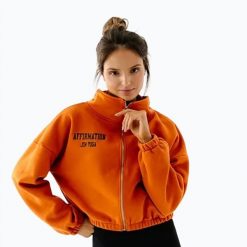 Bluza polarowa damska JoyInMe Zip Flow Sweatshirt. Brązowe bluzy bez kaptura damskie Joy in me, z bawełny. Za 439.99 zł.