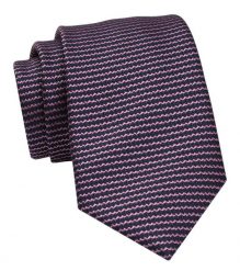 Klasyczny Krawat Męski - ALTIES - Granat, Różowe Paseczki. Niebieskie krawaty i muchy męskie Alties, bez wzorów, z tkaniny, eleganckie. Za 49.00 zł.