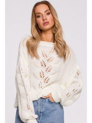 Made of emotion Sweter w kolorze kremowym rozmiar: L/XL. Brązowe swetry klasyczne damskie Made Of Emotion, l, bez kołnierzyka. Za 97.28 zł.