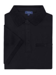 Czarna męska bawełniana koszulka polo - KP30. Czarne koszulki polo męskie m, bez wzorów, z bawełny, bez ramiączek. W wyprzedaży za 148.50 zł.