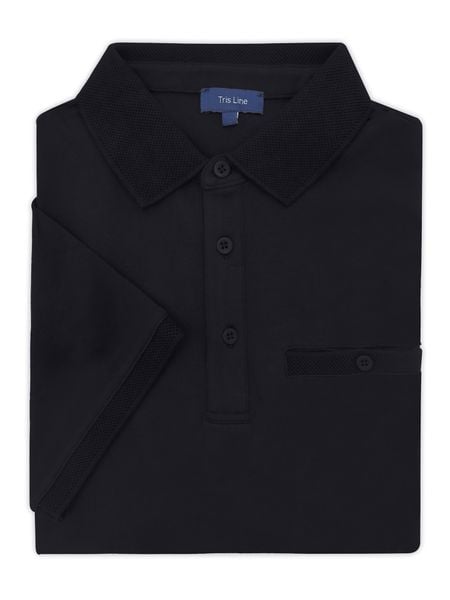 Czarna męska bawełniana koszulka polo - KP30. Czarne koszulki polo męskie m, bez wzorów, z bawełny, bez ramiączek. W wyprzedaży za 148.50 zł.