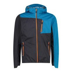 Kurtka przeciwdeszczowa z kapturem CMP. Niebieskie kurtki męskie CMP, bez wzorów, z softshellu, eleganckie, z kapturem. Za 429.00 zł.