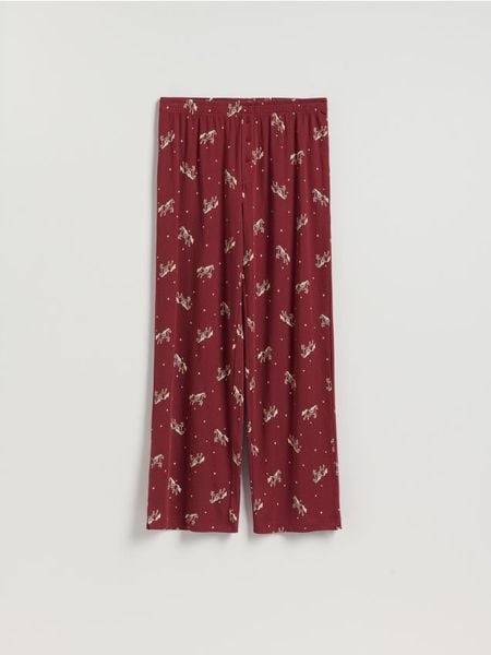 Piżamowe spodnie - czerwony. Czerwone piżamy damskie Reserved, bez wzorów, z bawełny. Za 79.99 zł.