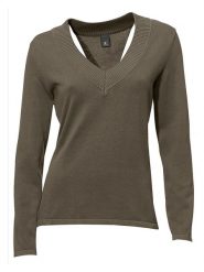 Heine Sweter w kolorze khaki rozmiar: 40. Brązowe swetry klasyczne damskie Heine, z bawełny, bez kołnierzyka. Za 61.46 zł.