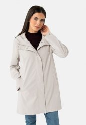 Wodoodporny, lekki płaszcz damski J-GARDENIA. Białe płaszcze damskie Volcano, l, bez wzorów, z materiału, eleganckie. Za 349.99 zł.