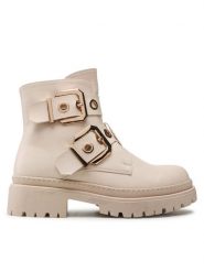 DeeZee Botki WS5680-14 Beżowy. Brązowe botki damskie DeeZee, ze skóry, bez obcasa, na płaskiej podeszwie, bez zapięcia. Za 179.99 zł.