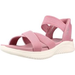 Sandały SKECHERS 119975S Rose. Czerwone sandały damskie Skechers, bez wzorów, z materiału, bez obcasa. Za 296.99 zł.