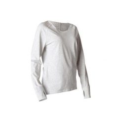 Koszulka do łagodnej jogi długi rękaw. Czerwone t-shirty damskie DOMYOS, xl, bez wzorów, z bawełny, bez kołnierzyka. W wyprzedaży za 29.99 zł.