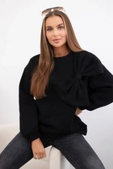 Bluza bawełniana ocieplana z duża kokardą czarna. Czarne bluzy bez kaptura damskie KESI, l, z bawełny. Za 204.91 zł.