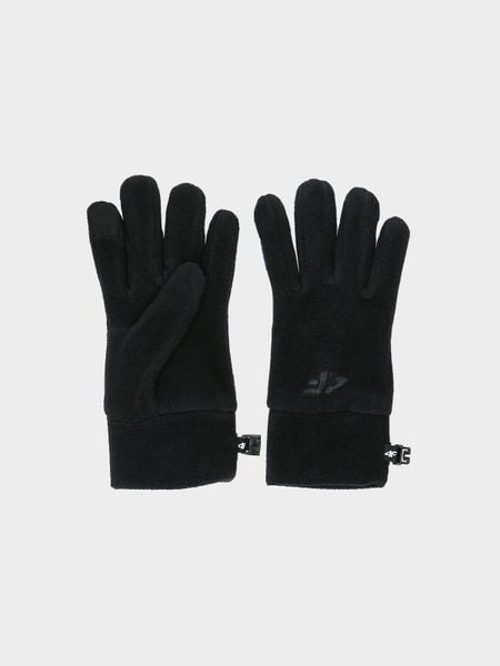 4F Rękawiczki polarowe Touch Screen dziecięce - czarne S/M. Czarne rękawiczki dziecięce 4f, z polaru, bez ramiączek. W wyprzedaży za 29.99 zł.