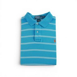 Second life - Polo Ralph Lauren koszulka męska z krótkim rękawem - Stan dobry. Niebieskie koszulki polo męskie Ralph Lauren, l, bez wzorów, z materiału, bez ramiączek. Za 106.46 zł.