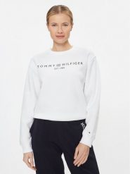 Tommy Hilfiger Bluza Logo WW0WW39791 Biały Regular Fit. Białe bluzy bez kaptura damskie Tommy Hilfiger, xl, z syntetyku. Za 379.00 zł.