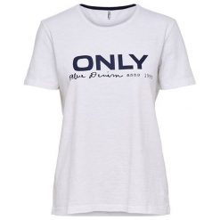 ONLY Koszulka damska Logo Slub Dnm Tee White (rozmiar M). Białe bluzki damskie Only, m, bez wzorów, bez kołnierzyka, bez ramiączek. W wyprzedaży za 46.00 zł.