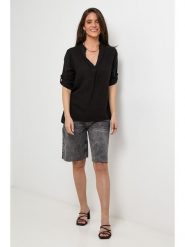 Le Monde du Lin Lniana bluzka w kolorze czarnym rozmiar: 36/38. Czarne bluzki damskie Le Monde du Lin, bez wzorów, ze lnu, bez kołnierzyka, bez ramiączek. Za 130.99 zł.
