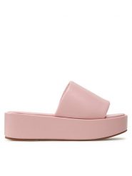 DeeZee Klapki E8175-1 Różowy. Czerwone klapki damskie DeeZee, bez wzorów, ze skóry, bez obcasa. Za 139.99 zł.