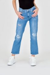 7 FOR ALL MANKIND Niebieskie jeansy Straight. Niebieskie jeansy damskie 7 FOR ALL MANKIND. W wyprzedaży za 499.99 zł.