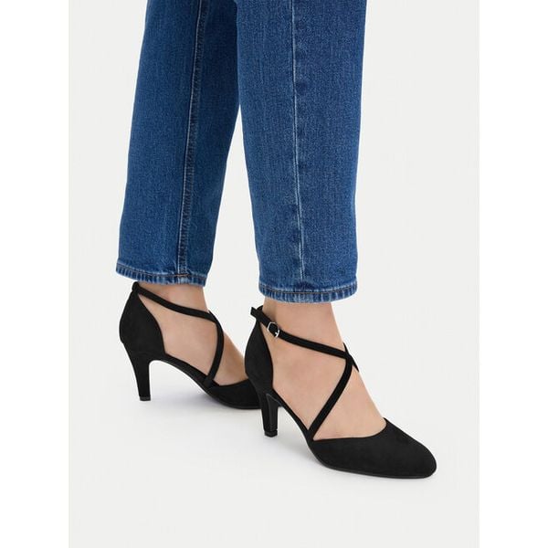 Czółenka JENNY. Czarne czółenka damskie Jenny, bez wzorów, bez obcasa. Za 129.99 zł.