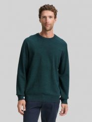 Męski Sweter Tom Tailor Structured Crewneck Knit Jasper Green Navy Twotone 1047570 38770. Niebieskie swetry męskie Tom Tailor, m, bez wzorów, bez kołnierzyka. Za 99.99 zł.