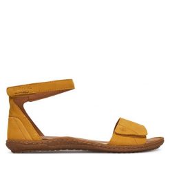 Sandały Josef Seibel. Żółte sandały damskie Josef Seibel, bez wzorów, bez obcasa, na płaskiej podeszwie. Za 439.99 zł.