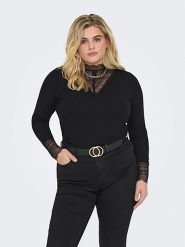 ONLY Bluzka w kolorze czarnym rozmiar: XL-54. Czarne bluzki damskie Only, xl, bez wzorów, z koronki, bez kołnierzyka, bez ramiączek. Za 116.45 zł.