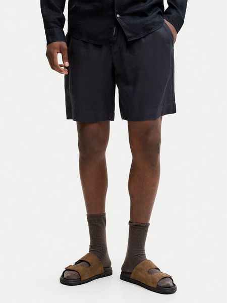 Jack & Jones Szorty materiałowe St. Bill 12253134 Czarny Wide Leg. Czarne szorty męskie Jack & Jones, ze lnu, bez kołnierzyka. Za 299.99 zł.