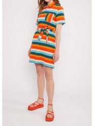 Blutsgeschwister Sukienka "Grand Slam Madamedelightful" w kolorze zielono-pomarańczowym rozmiar: L. Pomarańczowe sukienki damskie Blutsgeschwister, na co dzień, l, bez wzorów, z bawełny, bez kołnierzyka, bez ramiączek, mini, proste. Za 166.49 zł.