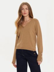 Morgan Sweter 242-MGOLD Beżowy Regular Fit. Brązowe swetry klasyczne damskie Morgan, s, z wiskozy, bez kołnierzyka. Za 139.99 zł.