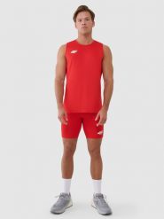 4F Legginsy krótkie treningowe męskie - czerwone XS. Czerwone spodnie sportowe męskie 4f, z dzianiny. Za 109.99 zł.