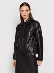 KARL LAGERFELD Kurtka z imitacji skóry Fringe 220W1405 Czarny Regular Fit. Czarne kurtki damskie Karl Lagerfeld, bez wzorów, ze skóry, bez kaptura. Za 3,139.00 zł.