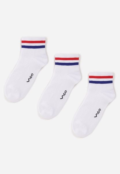 Białe 3-pack Skarpety z Bawełną z Ozdobnymi Paseczkami Khame. Białe skarpetki damskie Renee, bez wzorów, z bawełny. Za 29.99 zł.
