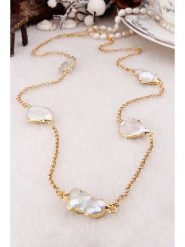 Pierres delicates Pozłacany naszyjnik z masą perłową - dł. 55 cm rozmiar: onesize. Białe naszyjniki damskie Pierres delicates, pozłacane. Za 86.99 zł.