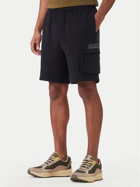 Napapijri Szorty sportowe N-Box Logo Cargo NP0A4I59 Czarny Regular Fit. Czarne szorty męskie Napapijri, bez wzorów, z bawełny, sportowe. Za 322.99 zł.